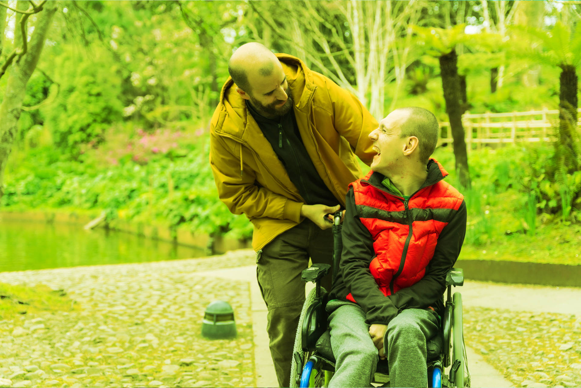 wheelchair user and carer
