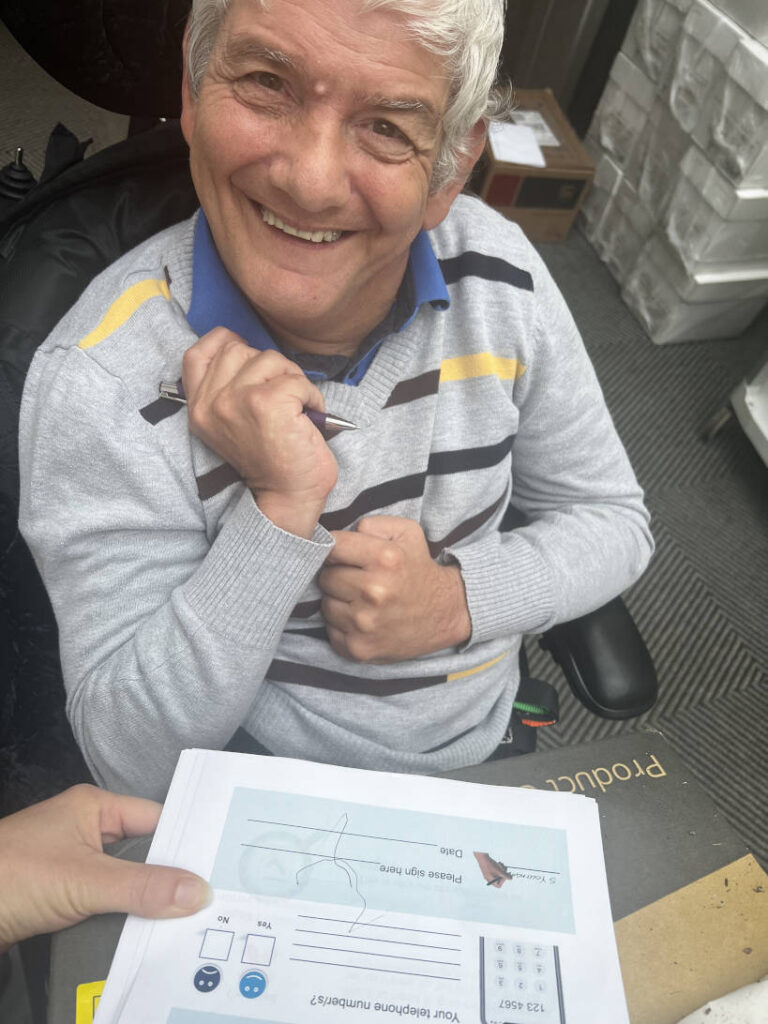 David signing form