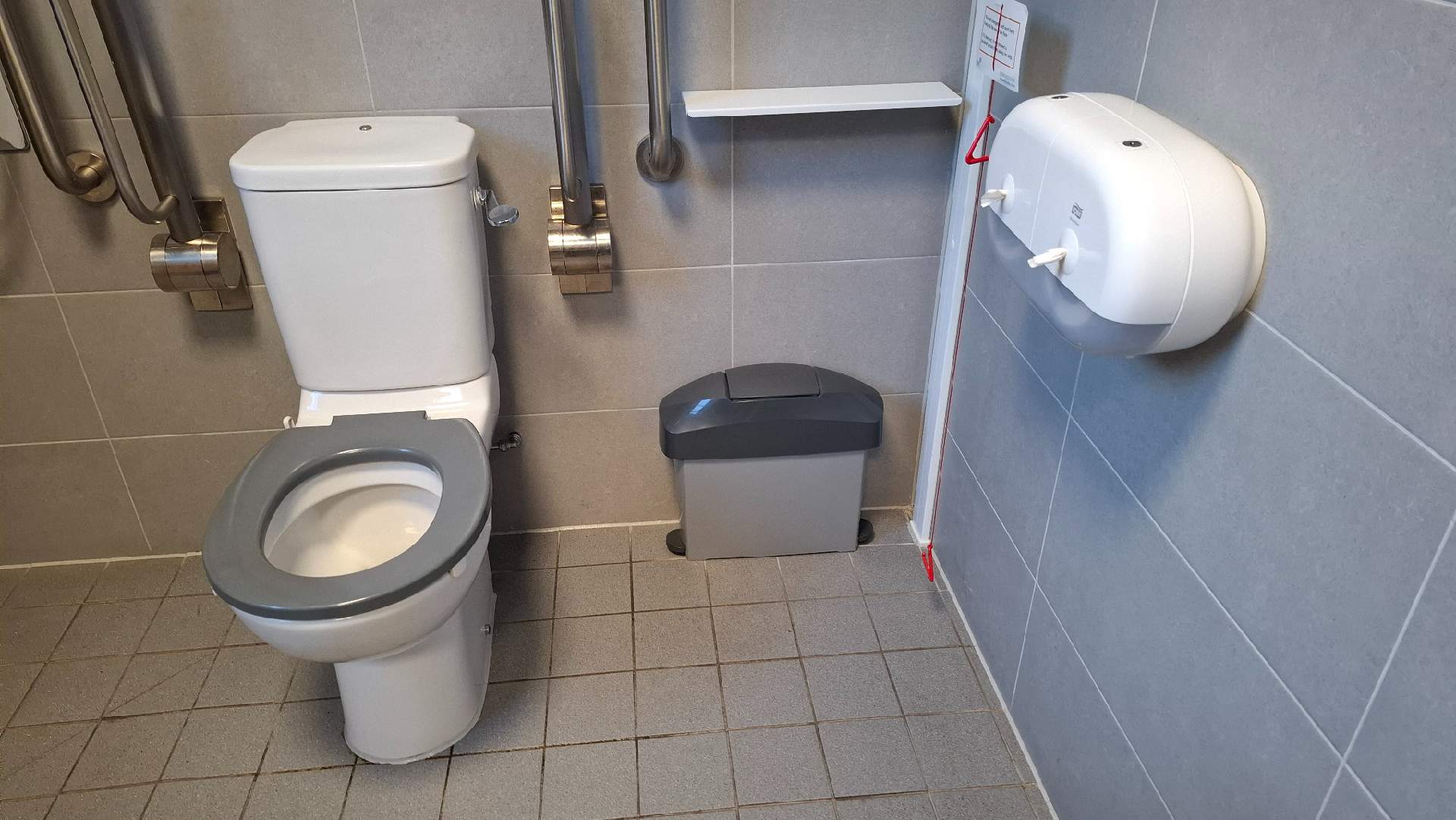 Toilet roll far from toilet - you need long arms