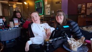 Georgie and her PA  enjoying their Christmas 2025 Social at Wetherspoons, Perth